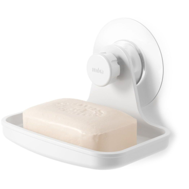 Umbra Flex Seifenschale, selbstklebend, weiß– kompakt mit Ablauflöchern, 5 Jahre Garantie 13 x 10 x 9 cm - Bild-Darstellung des Produktes 1