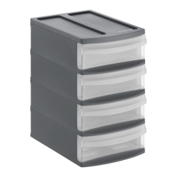 Rotho Schubladenbox Systemix Tower XS – 4 Schübe, Ablagenbox, Organizer, Briefablage