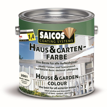 SAICOS Haus- & Gartenfarbe, weiß 2,5 Liter - Dose - Bild-Darstellung des Produktes 1