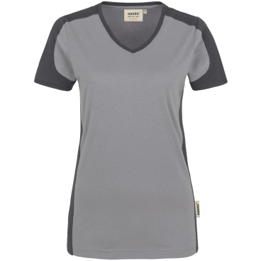 Hakro Damen V-Shirt CONTRAST PERFORMANCE 190 – MikraLinar Funktionsshirt, V-Ausschnitt, titan (XS) XS - Bild-Darstellung des Produktes 1