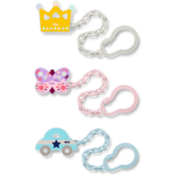 NUK Schnullerkette, Schnullerkette mit Clip, 1 Stück, farbig sortiert 10.256.425
