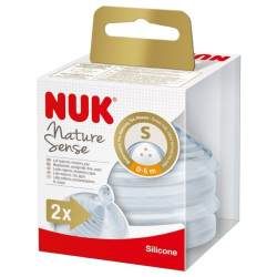 NUK Nature Sense Trinksauger, Silikon-Trinksauger mit extraweicher Softspitze, 1 Packung = 2 Stück, für Kinder von 0-6 Monaten (S) 10124018