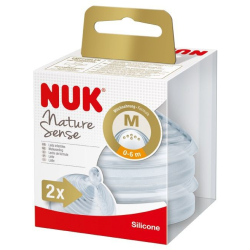 NUK Nature Sense Trinksauger, Silikon-Trinksauger mit extraweicher Softspitze, 1 Packung = 2 Stück, für Kinder von 6-18 Monaten (M) 10124019