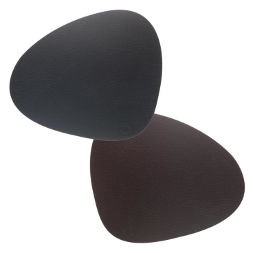 Lind DNA Double Curve Bull Platzset, wendbar, aus recyceltem Leder & Naturkautschuk, wasser- und schmutzabweisend, hitzebeständig bis 60 °C, schwarz/braun. black/brown - Bild-Darstellung des Produktes 1