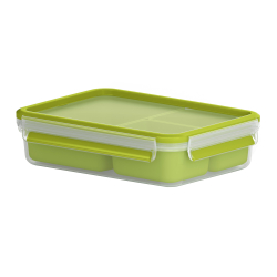 EMSA (Groupe SEB Deutschland GmbH) EMSA Clip & Go Snackbox, rechteckig, transparent / grün, Mit praktischen Einsätzen, Füllmenge: 1200 ml 518100