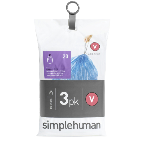 simplehuman passgenaue Müllbeutel, code V, blau, 16-18 Liter