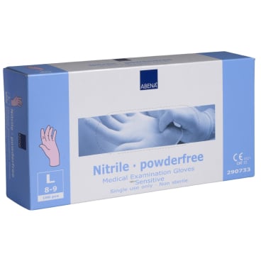 ABENA® Sensitive Nitril Einweghandschuhe, pink 1 Karton = 10 Packungen à 100 Stück, Größe L - Bild-Darstellung des Produktes 1