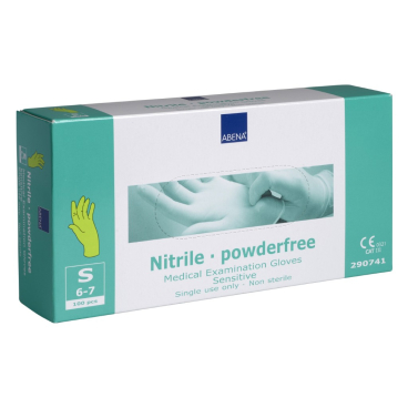 ABENA® Sensitive Nitril Einweghandschuhe, hellgrün 1 Karton = 10 Packungen = 1000 Stück, Größe S - Bild-Darstellung des Produktes 1