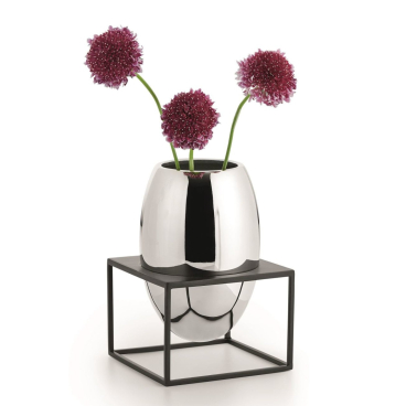 Philippi Solero Vase im Ständer L – Designer Mike Ruch, silber-schwarz. silber-schwarz - Bild-Darstellung des Produktes 1