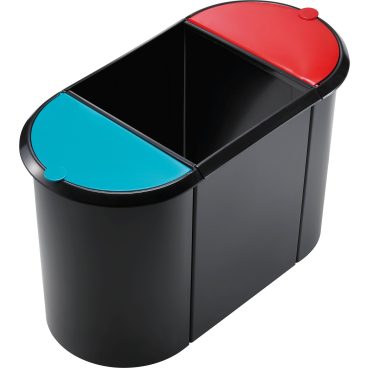 helit Papierkorb Trio-System "the triple", 20 + 9 + 9 Liter Farbe: schwarz rot/grün - Bild-Darstellung des Produktes 1