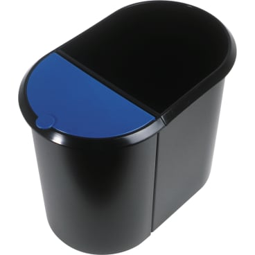 helit Papierkorb Duo-System "the double", 20 + 9 Liter Farbe: schwarz/blau - Bild-Darstellung des Produktes 1
