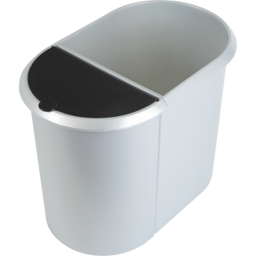 helit Papierkorb Duo-System "the double", 20 + 9 Liter Farbe: silber/ schwarz - Bild-Darstellung des Produktes 1