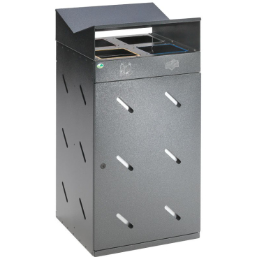 VAR Wertstoff-Sammelstation WS 58, 4-Fach Einwurf, 200 Liter Maße: 1185 x 580 x 580 mm (H x B x T), Farbe: antik-silber - Bild-Darstellung des Produktes 1