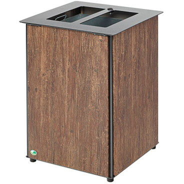 VAR Abfallbehälter, 80 Liter AB 03, farbe: antik-silber/edelstahl, mit PVC-Folie in Holz-Optik - Bild-Darstellung des Produktes 1