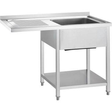 Gredil Spültisch mit Grundboden und Überstand, Becken rechts Maße (B x T x H): 1200 x 700 x 900 mm - Bild-Darstellung des Produktes 1