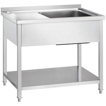 Gredil Spültisch mit Grundboden und Aufkantung, Becken rechts Maße (B x T x H): 1000 x 700 x 850 mm - Bild-Darstellung des Produktes 1