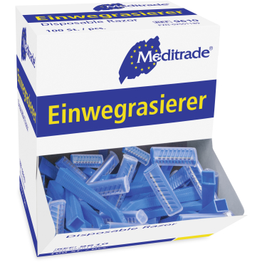 Meditrade Einwegrasierer, einschneidig 1 Packung = 100 Stück, blau, unsteril - Bild-Darstellung des Produktes 1