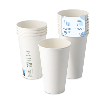 Greenbox Pappbecher, 400 ml, weiß 1 Karton = 20 Packungen à 50 Stück - Bild-Darstellung des Produktes 1