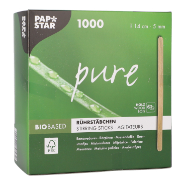 Papstar Pure Einweg Rührstäbchen, Holz 1 Packung = 1000 Stück - Bild-Darstellung des Produktes 1