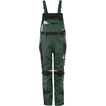 PKA Latzhose BESTWORK NEW - robuste, verstellbare Arbeitshose mit CORDURA-Kniepolstern schwarz/grün - Bild-Darstellung des Produktes 1