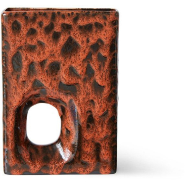 HK living Retro Vase – Steingutvase mit Effekt-Glasur, jede Vase ein Unikat, farblich variierend, schöne Geschenkidee. Farbe: Rot - Bild-Darstellung des Produktes 1