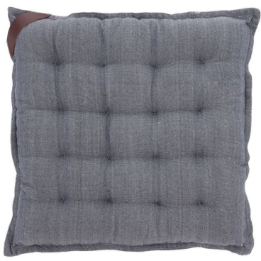 Södahl Melange Sitzkissen 40 x 40 cm, blau – 100% Polyester mit Lederaufnäher, für Innen & Außen 40x40 cm - Bild-Darstellung des Produktes 1