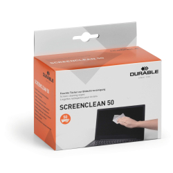 DURABLE · Hunke und Jochheim GmbH & Co. KG DURABLE Screenclean 50 Reinigungstuch, Bildschirmreinigungstücher für eine schonende und streifenfreie Reinigung, 1 Packung = 50 Stück 578702