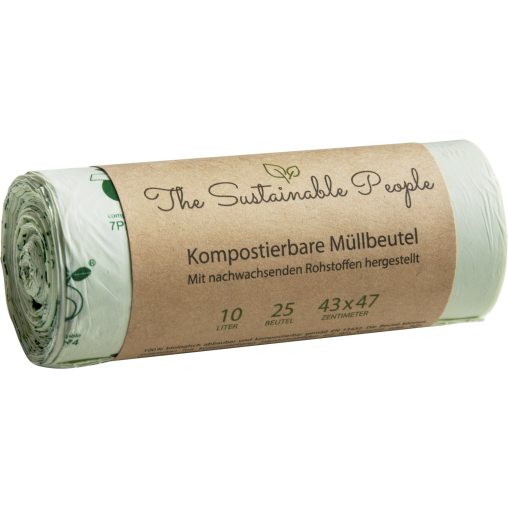 TSP Bio Müllbeutel, 10 Liter, 100% heim-kompostierbar, 43 x 47 cm