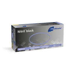 Meditrade GmbH Meditrade Nitril® black Untersuchungs- und Schutzhandschuhe, Latexfreie Einmalhandschuhe aus Nitrilbutadienkautschuk, 1 Packung = 100 Stück, Größe M 1284M