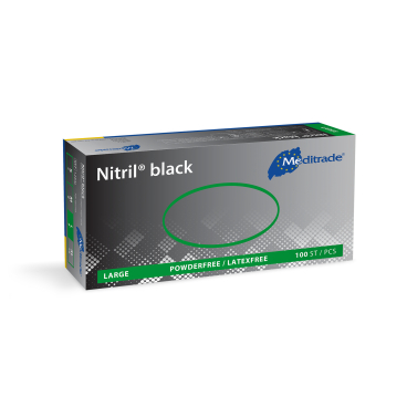 Meditrade Nitril® black Untersuchungs- und Schutzhandschuhe 1 Karton = 10 Packungen à 100 Stück, Größe L - Bild-Darstellung des Produktes 1