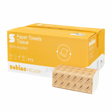 Satino HiCycle Handtuchpapier, V-Falz, 2-lagig, weiß, PT3 1 Karton = 20 Packungen à 160 Blatt - Bild-Darstellung des Produktes 1