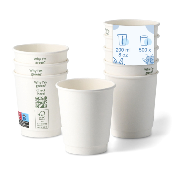 Greenbox Pappbecher, doppelwandig, 200 ml 1 Karton = 20 packungen à 25 Stück - Bild-Darstellung des Produktes 1