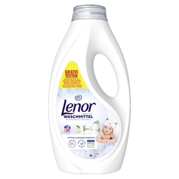 Lenor Senitiv Flüssigwaschmittel Baumwollblüte & Tiaré-Blume 0,9 Liter - Flasche, für ca. 20 Waschladungen - Bild-Darstellung des Produktes 1