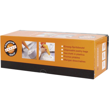 SCHNEIDER Einweg-Spritzbeutel, Premium Grip, 80 my, orange 1 Box = 1 Rolle à 100 Stück, 53 x 28 cm - Bild-Darstellung des Produktes 1