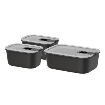 Mepal EasyClip Frischhaltedose, 3-teilig 2 x 450 ml + 1 x 1000 ml Farbe: nordic black - Bild-Darstellung des Produktes 1