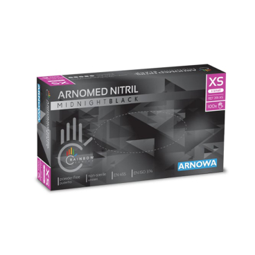 ARNOMED Nitril Midnight Black Einmalhandschuh, puderfrei, schwarz 1 Packung = 100 Stück, Größe XS - Bild-Darstellung des Produktes 1