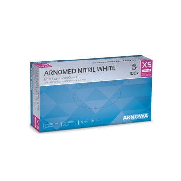 ARNOMED Nitril White Einmalhandschuhe, puderfrei, weiß 1 Packung = 100 Stück, Größe XS - Bild-Darstellung des Produktes 1