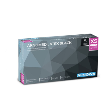 ARNOMED Latex Black Einmalhandschuhe, puderfrei, schwarz 1 Packung = 100 Stück, Größe XS - Bild-Darstellung des Produktes 1