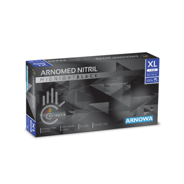 ARNOMED Nitril Midnight Black Einmalhandschuh, puderfrei, schwarz 1 Packung = 100 Stück, Größe XL - Bild-Darstellung des Produktes 1
