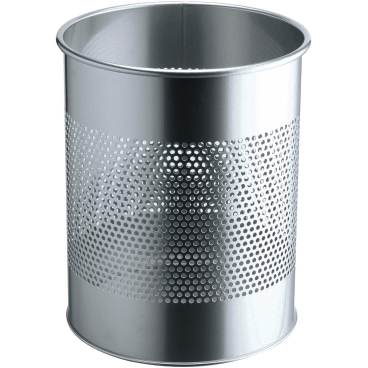DURABLE Metall Papierkorb mit Perforationsring, 15 Liter Farbe: metallic silber - Bild-Darstellung des Produktes 1