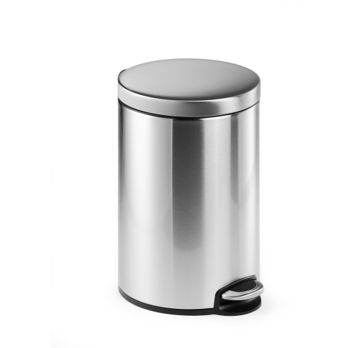DURABLE Edelstahl Treteimer, rund, metallic silber