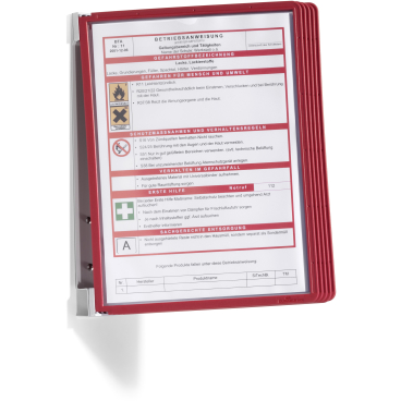 DURABLE Vario® Wall 5 Wandhalter 1 Set = 1 Wandhalter + 5 Sichttafeln, Farbe: rot - Bild-Darstellung des Produktes 1