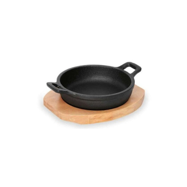 Servierpfanne mit Holzuntersetzer Ø 18 cm, Gusseisen, nicht spülmaschinengeeignet - Bild-Darstellung des Produktes 1