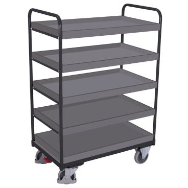 VARIOfit Etagenwagen, hoch mit 5 Ladeflächen, umrandet 815x455mm Anthrazitgrau RAL 7016 1 Stück - Bild-Darstellung des Produktes 1