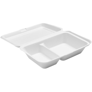 DUNI BioPak Menübox mit Deckel, 2-geteilt 1 Karton = 5 x 50 Stück, 470/300 ml - Bild-Darstellung des Produktes 1