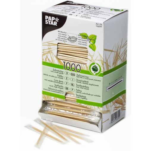 Papstar Zahnstocher, Holz mit Menthol