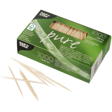 Papstar Pure Zahnstocher 1 Karton = 12 x 1000 Stück, Länge: 6,8 cm - Bild-Darstellung des Produktes 1