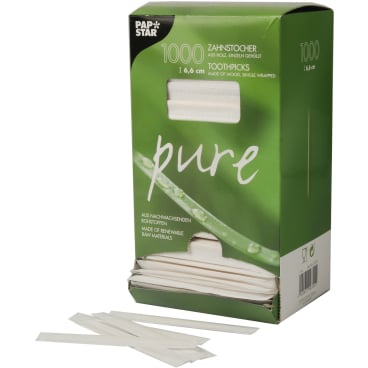 Papstar Pure Zahnstocher 1 Packung = 1000 Stück, Länge: 6,6 cm - Bild-Darstellung des Produktes 1