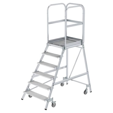 MUNK Podestleiter fahrbar Stahl-Gitterrost 6 Stufen 1 Stück - Bild-Darstellung des Produktes 1