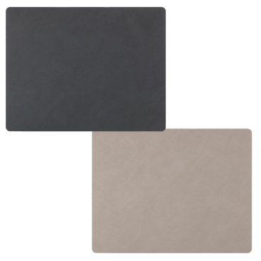 Lind DNA Double Square Nupo Tischset – wendbar, stabil, schmutz- und wasserabweisend aus recyceltem Leder und Naturkautschuk. anthracite/light grey - Bild-Darstellung des Produktes 1